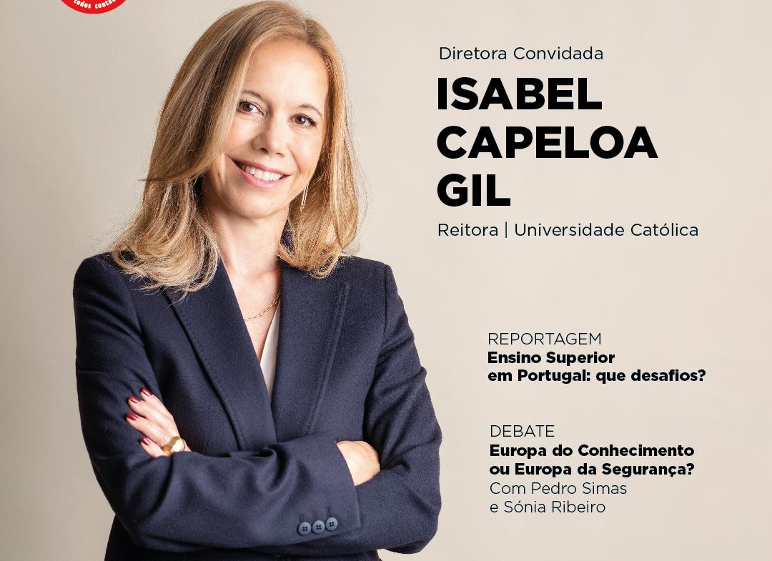 Capa revista Cais com a Reitora da UCP Isabel Capeloa Gil