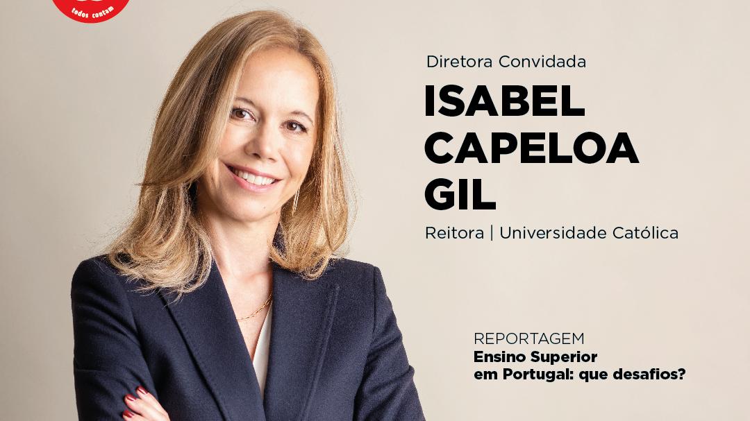 Capa revista Cais com a Reitora da UCP Isabel Capeloa Gil