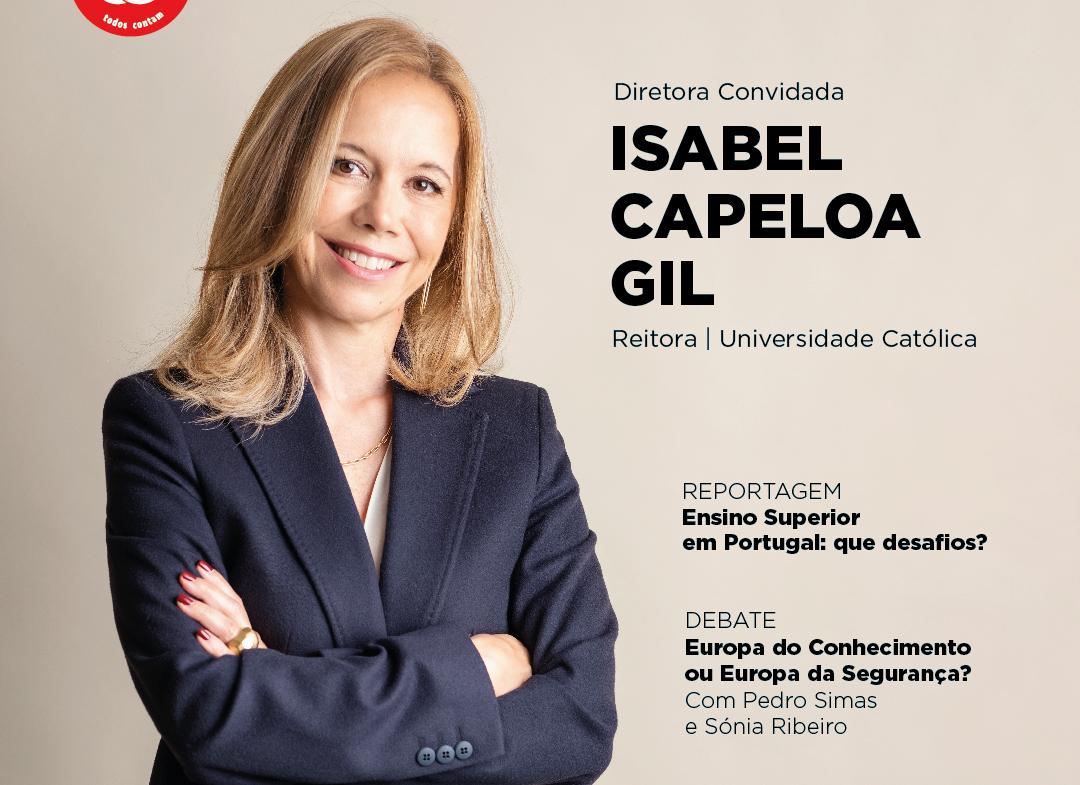 Capa revista Cais com a Reitora da UCP Isabel Capeloa Gil
